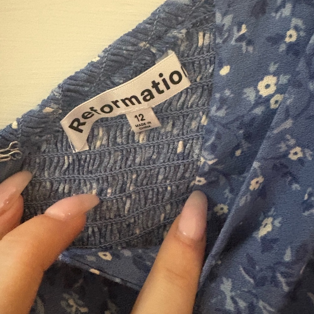 Reformation Sky Blue Floral Midi Dress - Picture 3 of 3